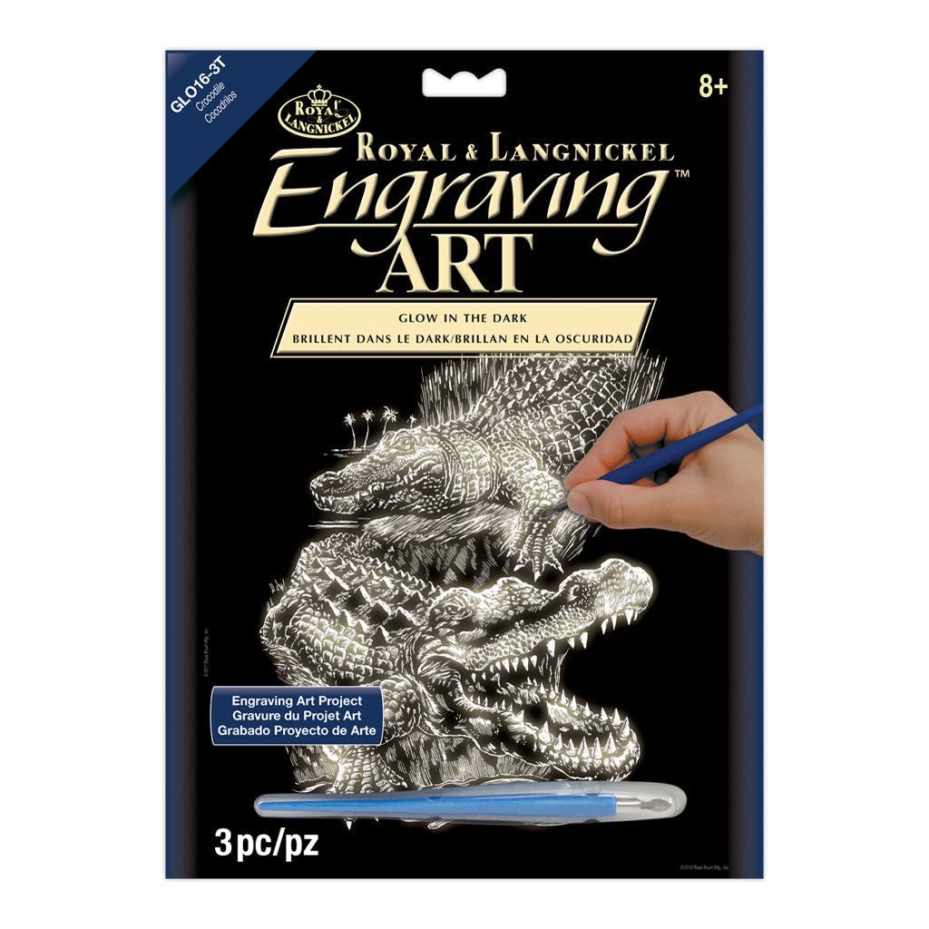Royal & Langnickel Glow In The Dark Engraving Art A4 Size Crocodile Designed Painting Set