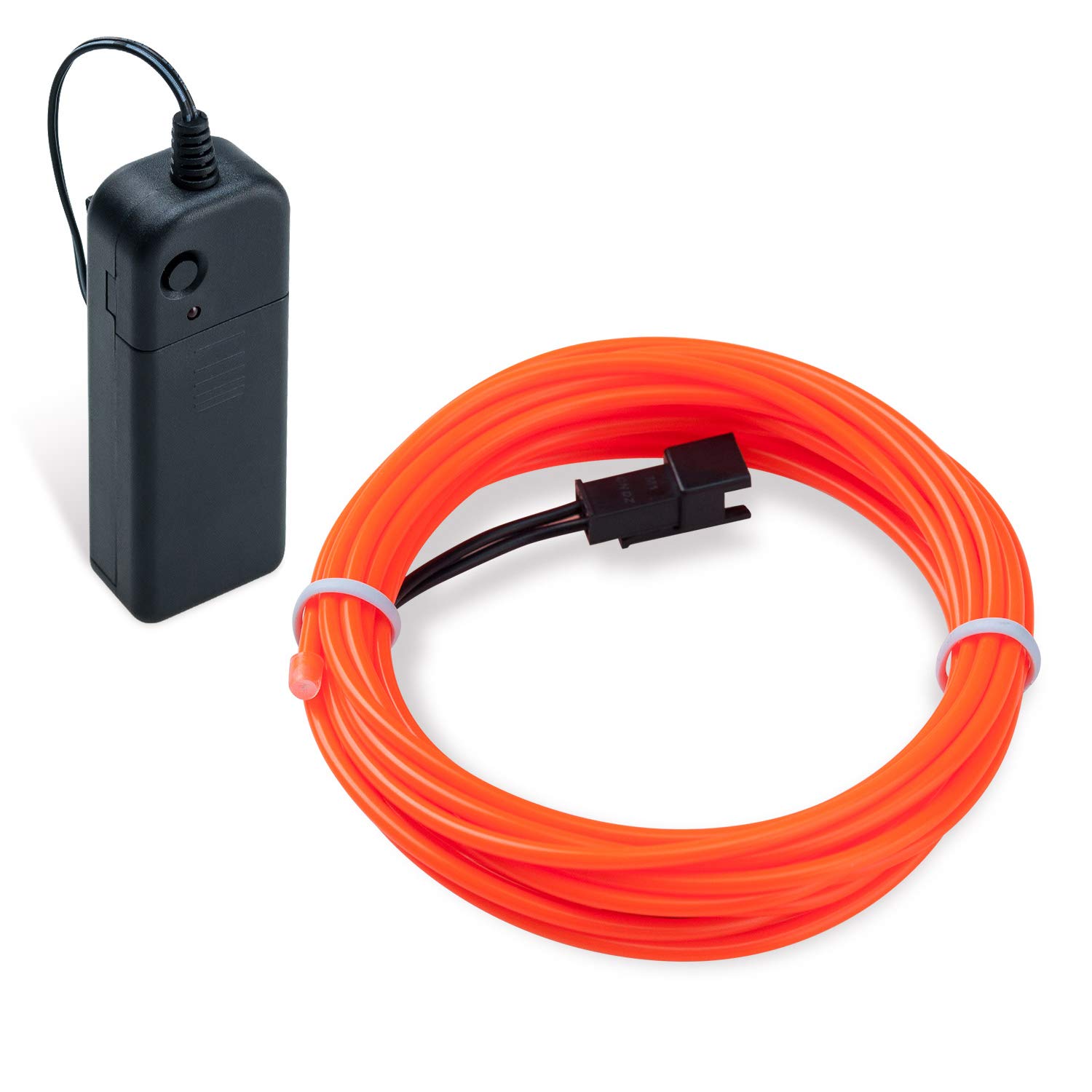COVVY Neon Glowing Strobing Electroluminescent Light Super Bright Battery Operated EL Wire Cable for Cosplay Dress Festival Halloween Christmas Party Carnival Decoration (Orange, 5M)