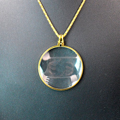 5X Pendant Reading Magnifier Loupe Chain Best Necklace Map Magnifying Glass Hanging Magnifying Glass for Reading Newspaper,Magazine Gold