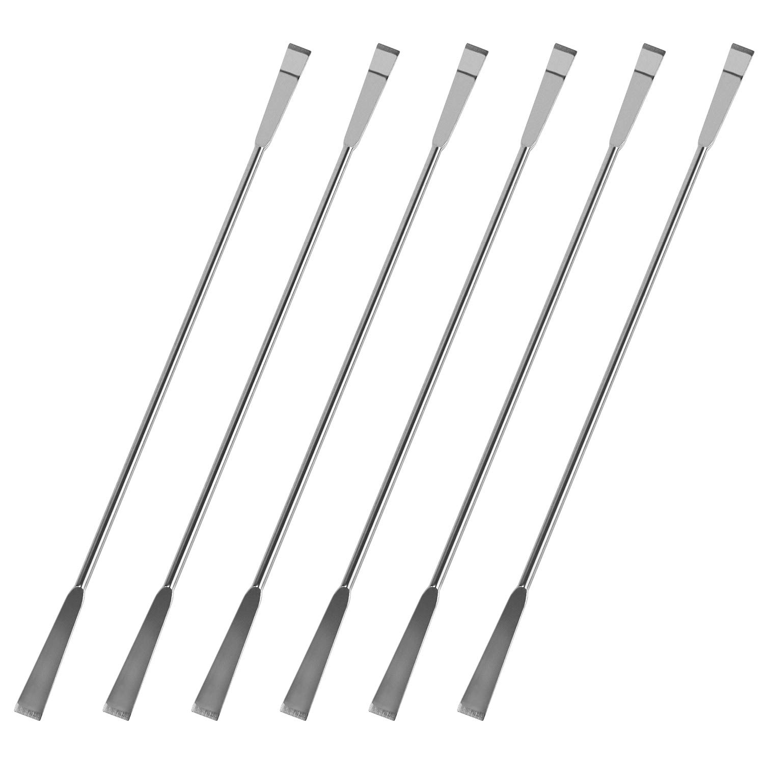 QWORK® Stainless Steel Laboratory Micro Spatula, for Powders Gel Cap Filler, 6 Pack 7-7/8”