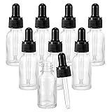 Kesell 8Pcs Glass Dropper Bottle Black Plastic Head