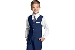 TIEFONY Boys' Formal Suit Set Slim Fit Kids Formal Suits Toddler Tuxedo Wedding Prom Classic Outfit for Teen