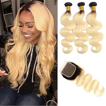 Amazon Com Tuneful Ombre Blonde Human Hair 3 Bundles With