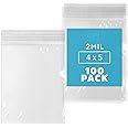 GPI - 100 Count - 4" x 5" 2 Mil Clear Reclosable Zip Plastic Poly Bags with Resealable Lock Seal Zipper, for Jewelry, Coins, Pills, Candy, Beads, Seeds & More.