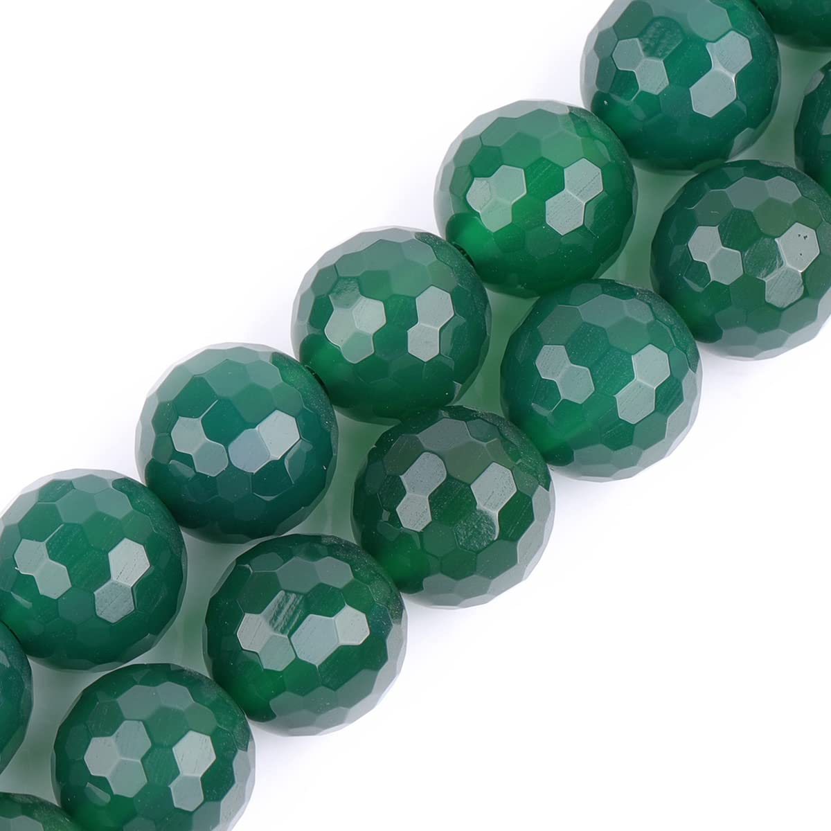 GEM-INSIDE CREATE YOUR OWN FASHION Sweet & Happy Girl'S Store 12mm Round Faceted Green Agate Beads Strand Jewelry Making Beads