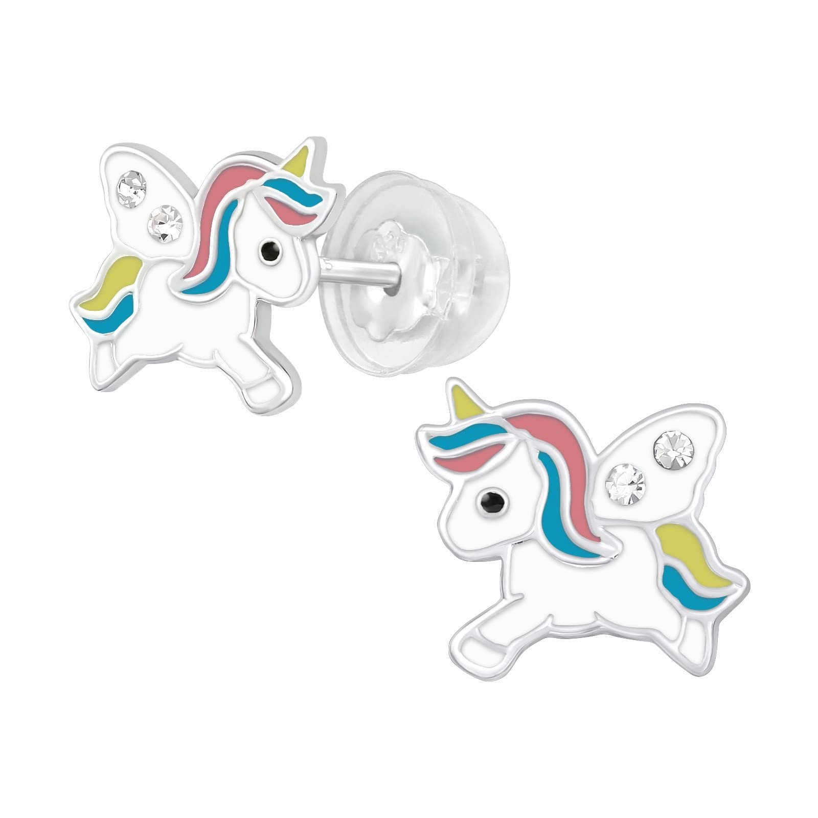 925 Sterling Silver Unicorn Stud Earrings for Women & Girls – Cute Fantasy Jewellery Gift Boxed