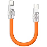 chubbycable Cute Chubby 240W Short USB-C Cable Power Bank Fast Charging Cable Silicone Charger Cord Compatible with iPhone 17-15 Series iPad, Orange, Type-C to Type-C, 10 inch