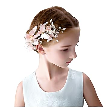 Buy D 70ily Bow Flower Girls Hair Comb Clips Handmade Crystal