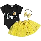 BeQeuewll Baby Girl First Birthday Outfit One Print One Romper+ Sequins Tulle Tutu Skirt+Headband 3Pcs 1st birthday dress