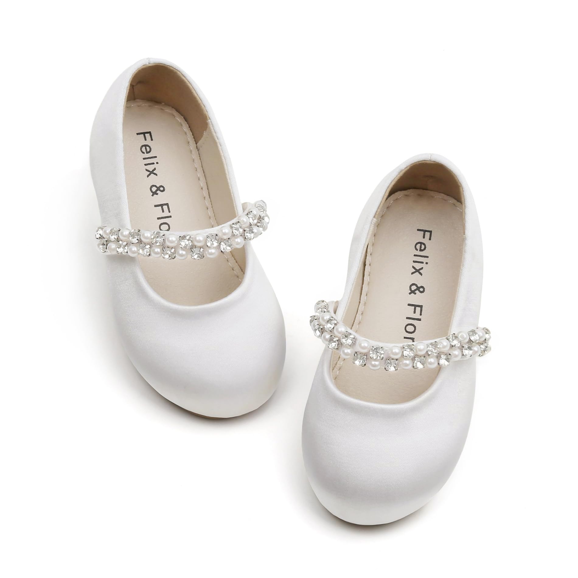 Photo 1 of Felix & Flora Toddler Little Ballet Shoes White Size 8 Flower Girls Mary Jane Flats Dress Shoes Party Wedding