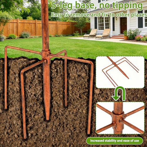 Beafaeur Bird Drinker, Hanging Bird Bath, Bird Bath Outdoor Water Trough (ø 30 cm), with 5 Legs Anti-Tip Base and Chain, Freestanding Bird Baths for Garden Balcony