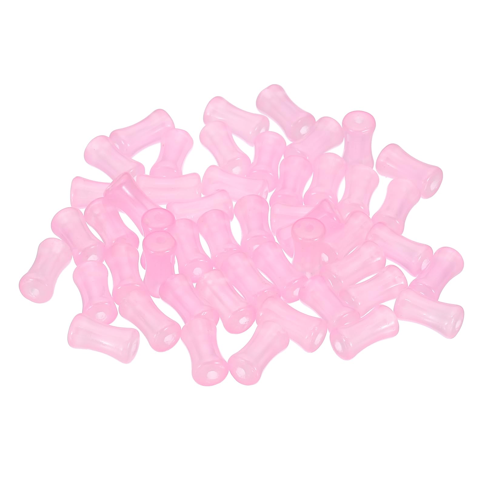 PATIKIL Bamboo Tube Beads, 50 Pcs Glass Tube Beads Bamboo Stick Spacer Beads for Jewelry Making DIY Crafts Gift Earrings Necklaces, Pink — image 1