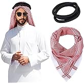 XGOPTS Men Arab Head Scarf Muslim Head Wrap Keffiyeh Middle Eastern Traditional Turban Headwear Shawl Arafat Scarf Shemagh