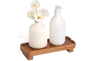 HIITYTIN Wood Riser Small Decorative Tray Sink Soap Dish, Vanity Tray Pedestal Stand 8.7 x 3.6 inches (Light Brown)