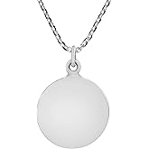 AeraVida Sleek 15mm Round .925 Sterling Silver Engravable Pendant Necklace | Customizable Elegant Silver Jewelry | Personalized Silver Disc Pendant | Tag Necklace | Minimalist Sterling Silver Jewelry