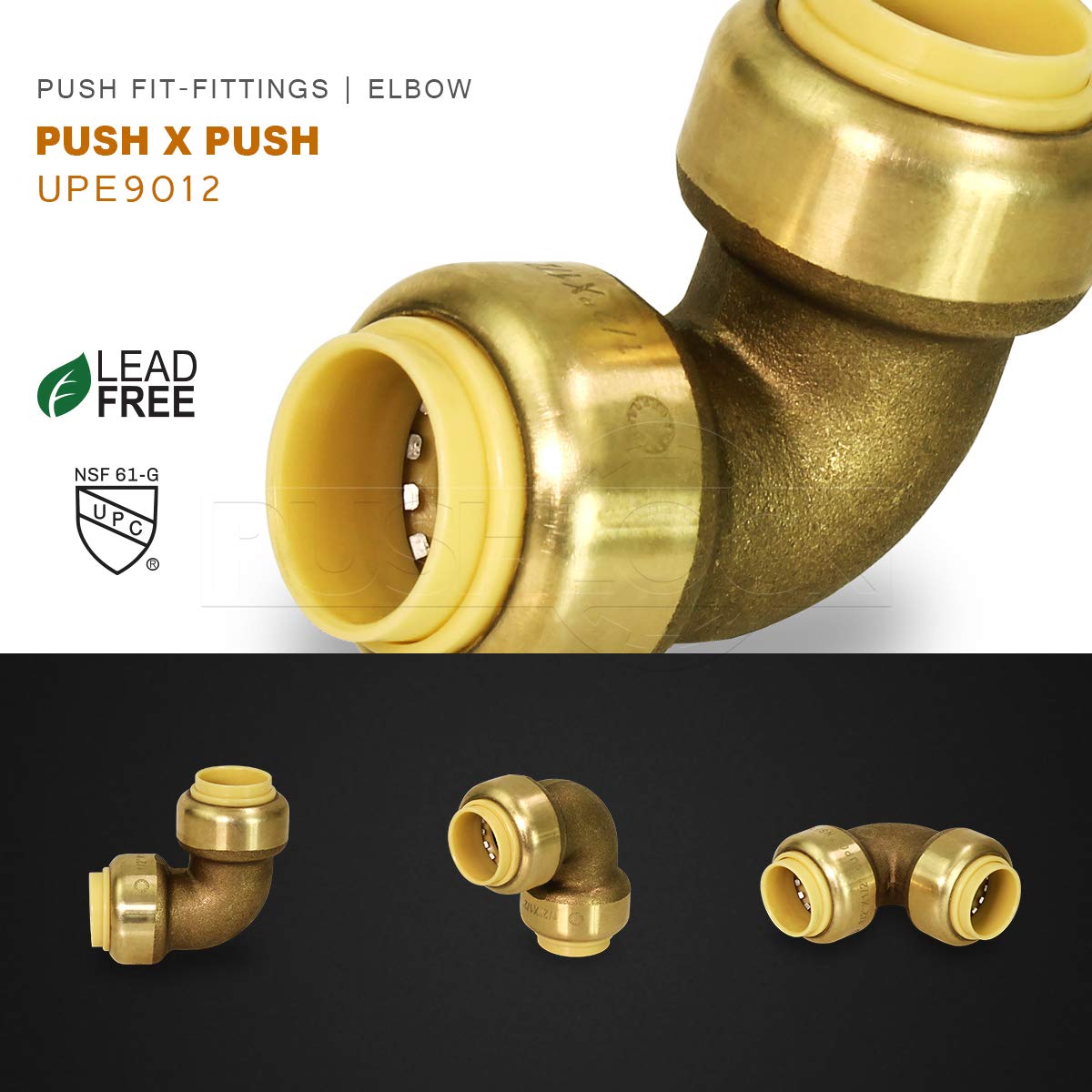 Brass Pack Of 5 Everflow 1 2 Inch Cpvc Pushlock Upe9012 5 90 Degree Elbow Pipe Fittings Push To Connect Pex Copper