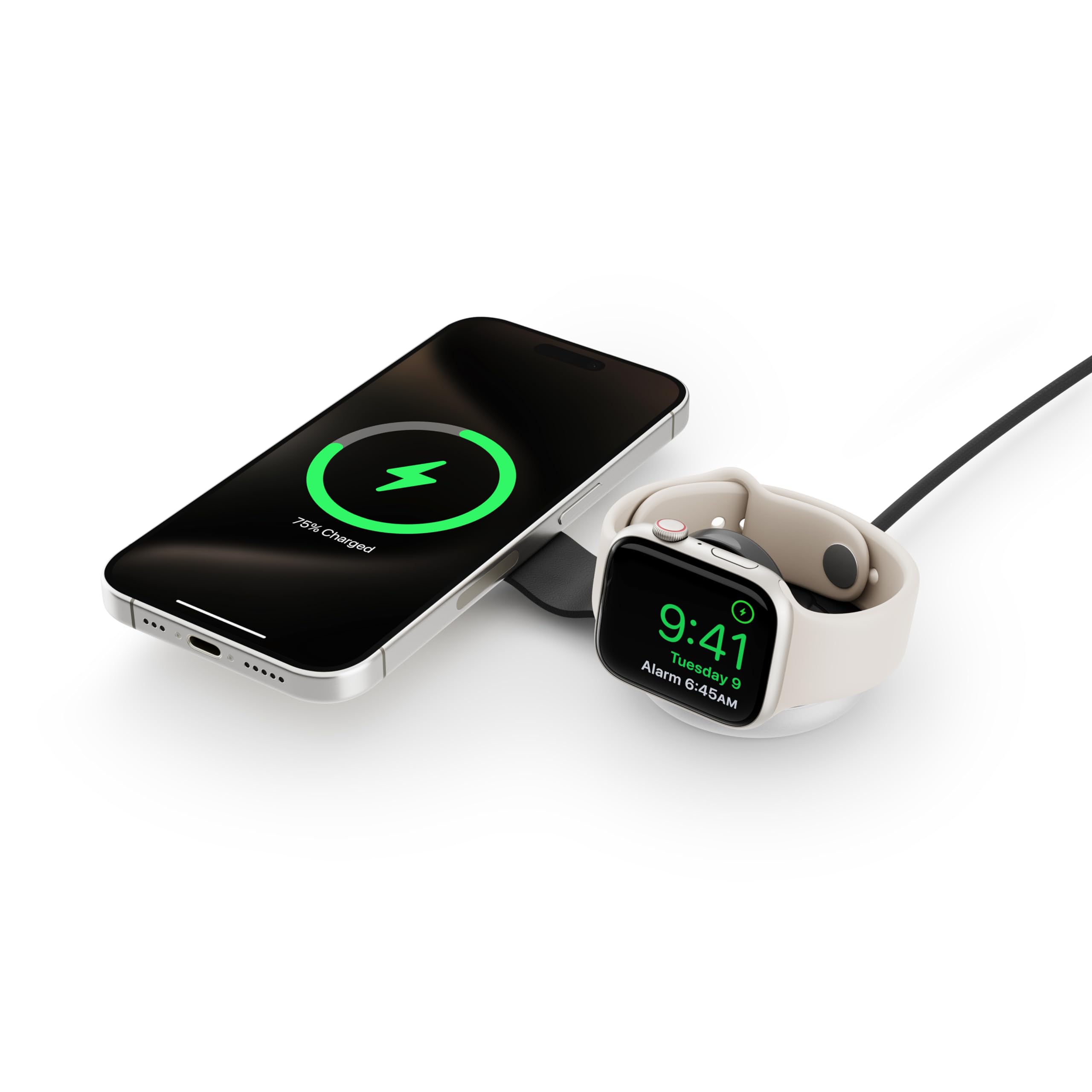 Butterfly 2-in-1 Compact Foldable Wireless Charger with Travel Adapter, 15W MagSafe Duo Charging for iPhone, Airpods, and Apple Watch