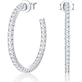 KSTYLE Moissanite Earrings Open Hoop Earrings 20/25/30mm | D Color-VVS1| 14K Yellow/White Gold Plated S925 Sterling Silver Hoops Earring Hypoallergenic Moissanite Hoop Earring for Women Gift for Her, 0.6ct-1ct