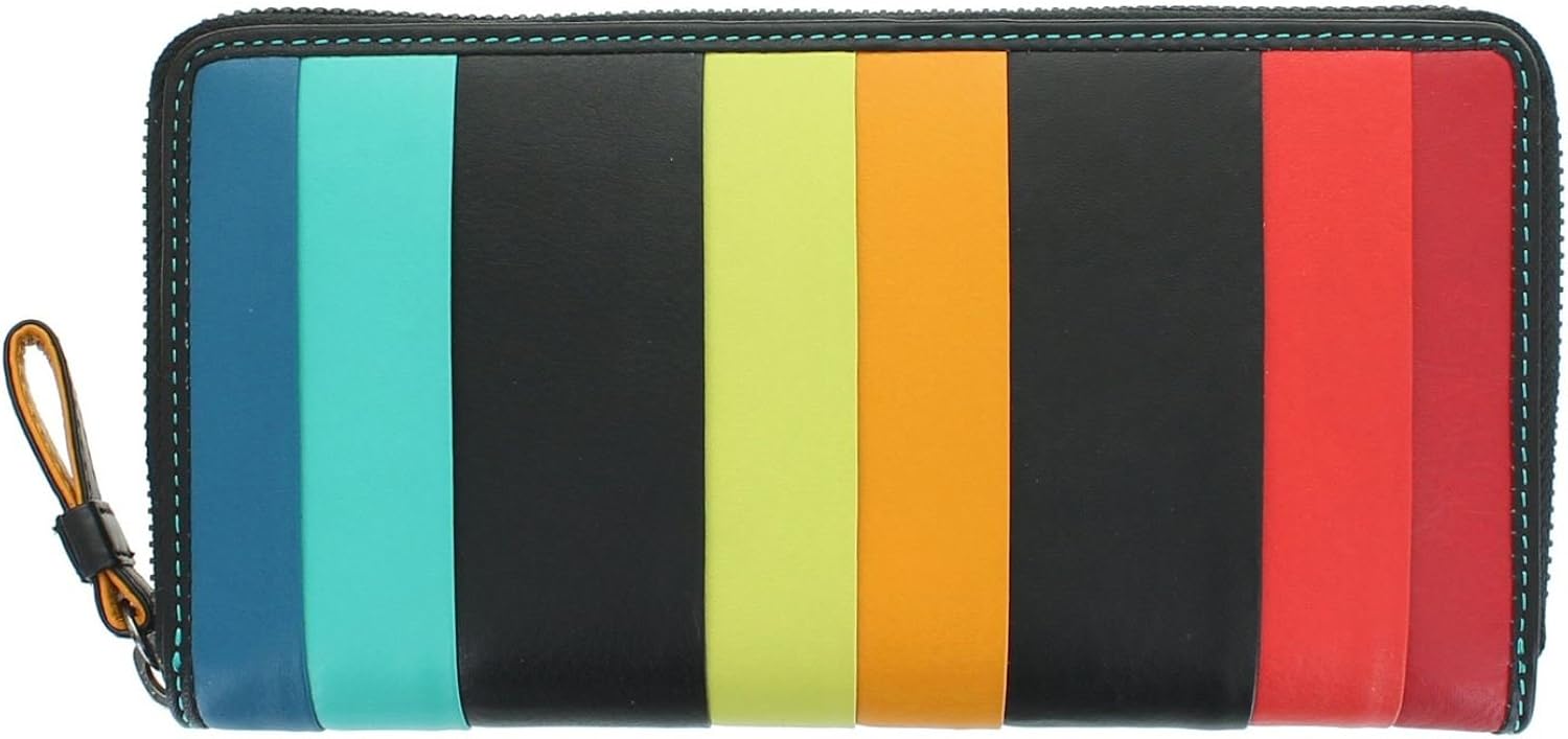 VISCONTI Santorini Collection CORFU Leather Purse with RFID Protection STR5, Black Multi