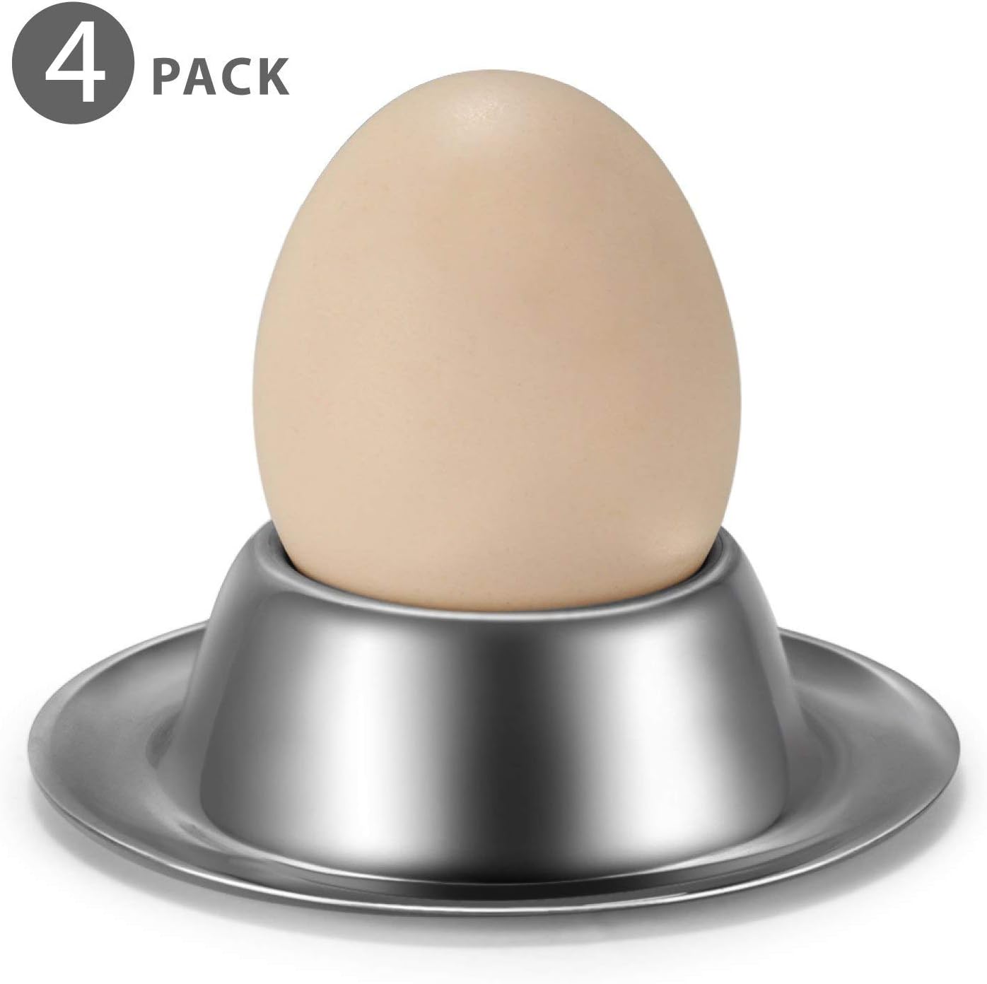 Flexzion Egg Cup Holder Set of 4 Pack Stainless Steel Egg
