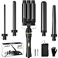 5 in 1 Wand Curling Iron, janelove Hair Curling Wand Set with 3 Barrel Hair Crimper and 4 Interchangeable Ceramic Curling Irons (0.39 "-1.25"), 2 Temps Fast Heat Hair Waver Curler for All Hair Type