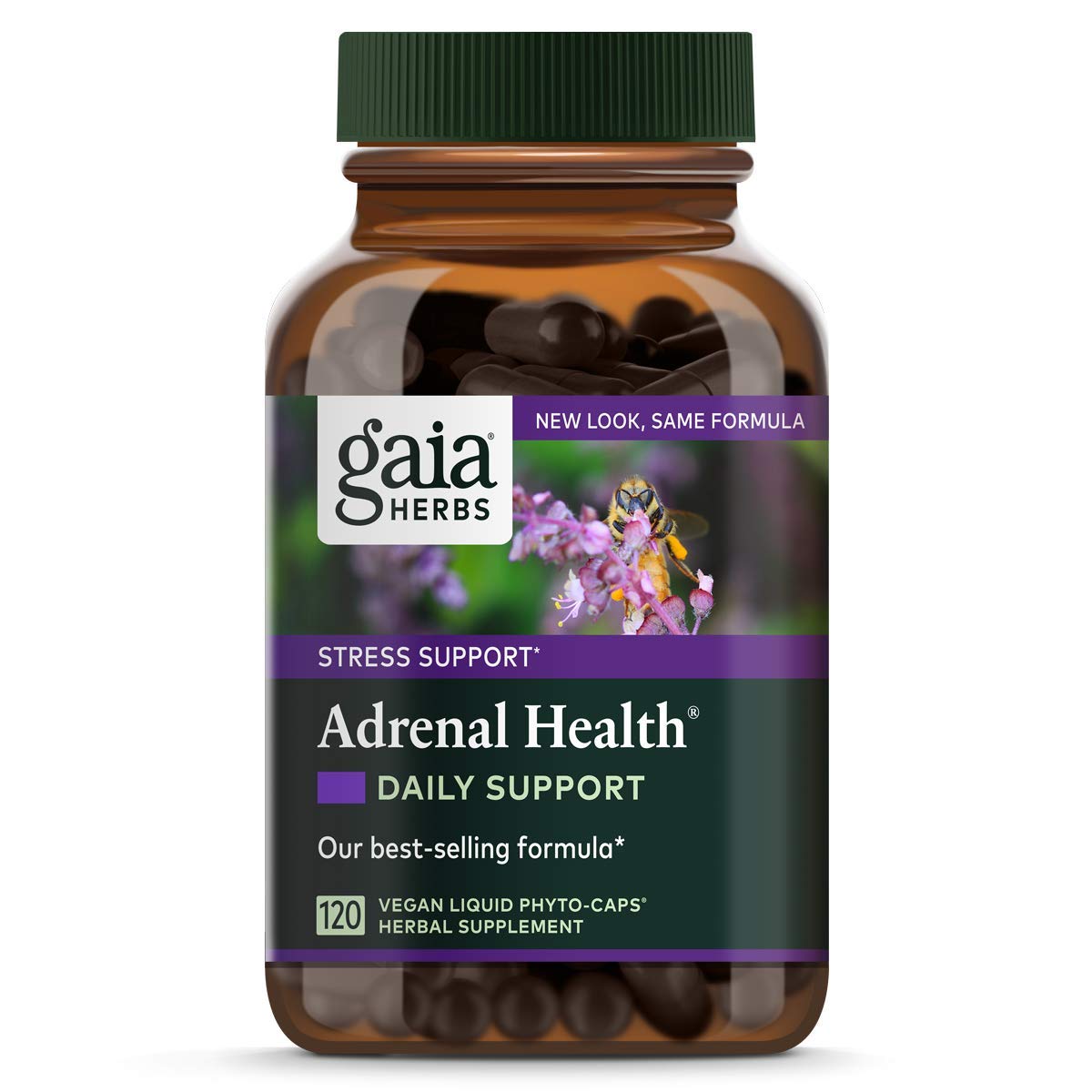 Gaia Herbs Adrenal Health Daily Support, Vegan Liquid Capsules, 120 Count Stress