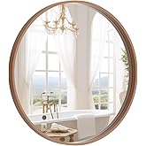 WallBeyond Wood Round Mirror with Wood Frame 24 inch Circle Wall Mirror for Bathroom Round Wall Mirror for Wall Decor, Vanity