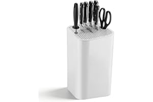 Zynaxir Knife Block Without Knives, Knife Holder, Detachable Knife Holder, 2 in 1 White Space Saving for All Kitchen Knives