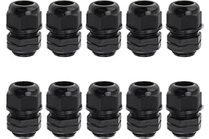 RTNLIT 3/4" NPT Cable Gland, Waterproof Adjustable Nylon Plastic Strain Relief Cord Connectors With Gaskets(Pack of 10)