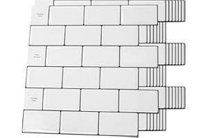 Art3d Backsplash Tile for Kitchen Peel and Stick, 10-Sheet Stick on Subway Tiles for Kitchem, Bathroom Back Splashes, 12"x12", Warm White with Black Grout