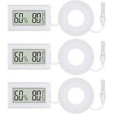 3Pcs Mini Digital Thermometer Hygrometer with Probe Electronic Temperature Humidity Gauge Meters Indoor LCD Display Fahrenheit for Humidors,Greenhouse,Garden,Incubator Reptile Terrarium