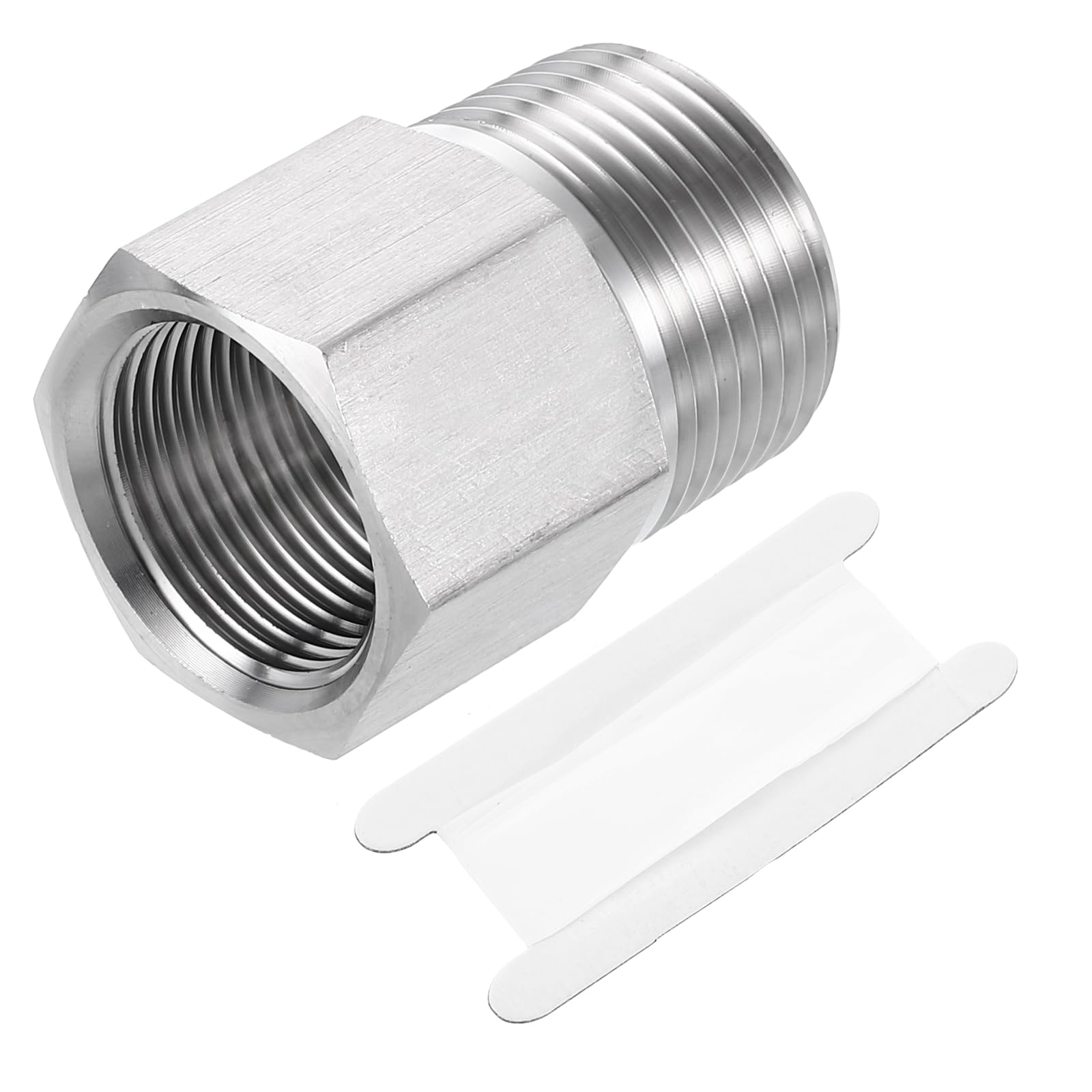 Photo 1 of Uxcell  Fitting Reducing Adapter, 3/4" NPT Male x M22 Female 304 Stainless Steel Reducer Connector for Water Oil Air Pressure Gauge, Silver