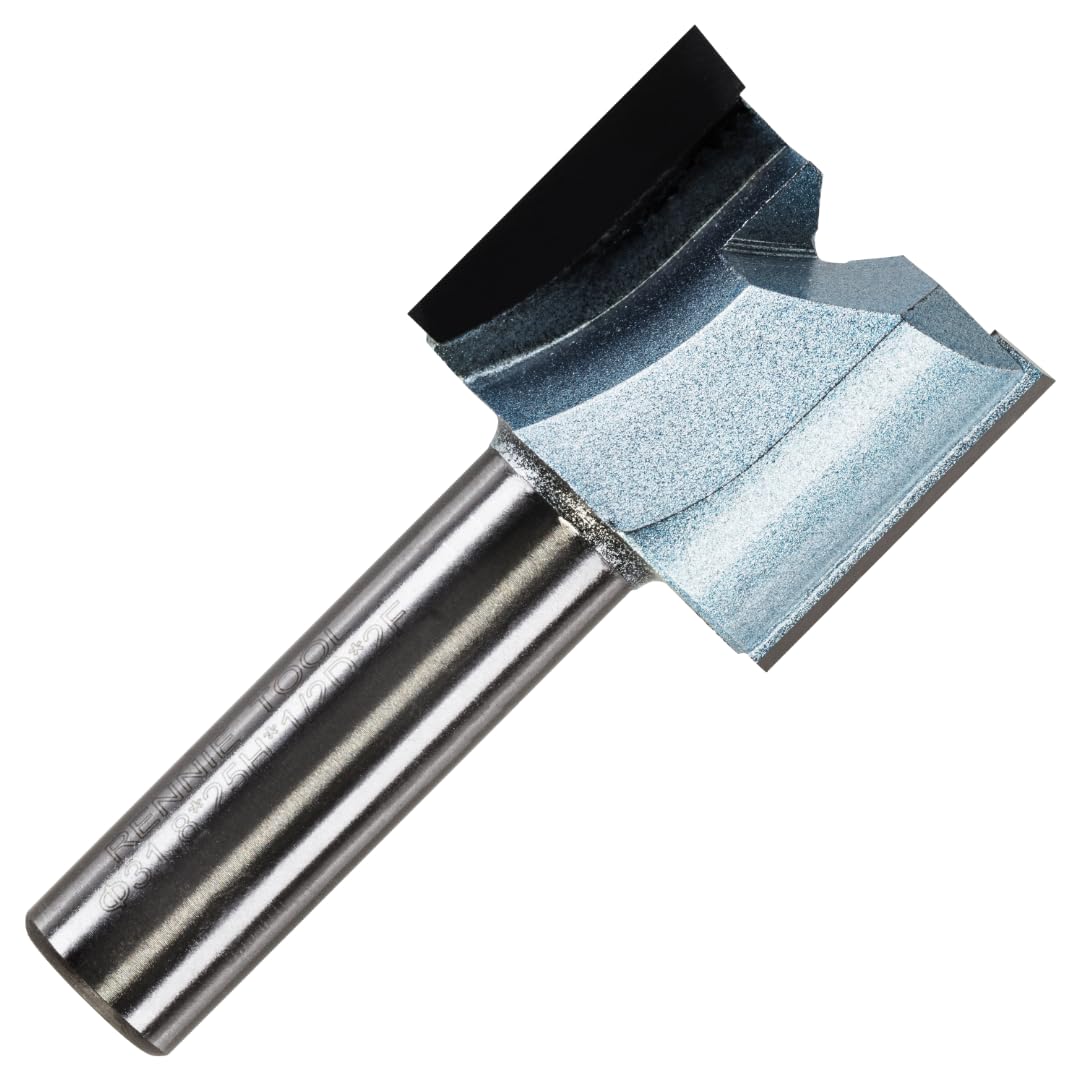 Rennie Tools - 31.8mm (1.1/4") Cutting Diameter x 25mm Flute x 1/2" Shank TCT Tipped 2 Flute Straight Router Cutter Bit. Compatible With Makita Trend Festool Hikoki Dewalt Router Etc 31.8mm Router Bit