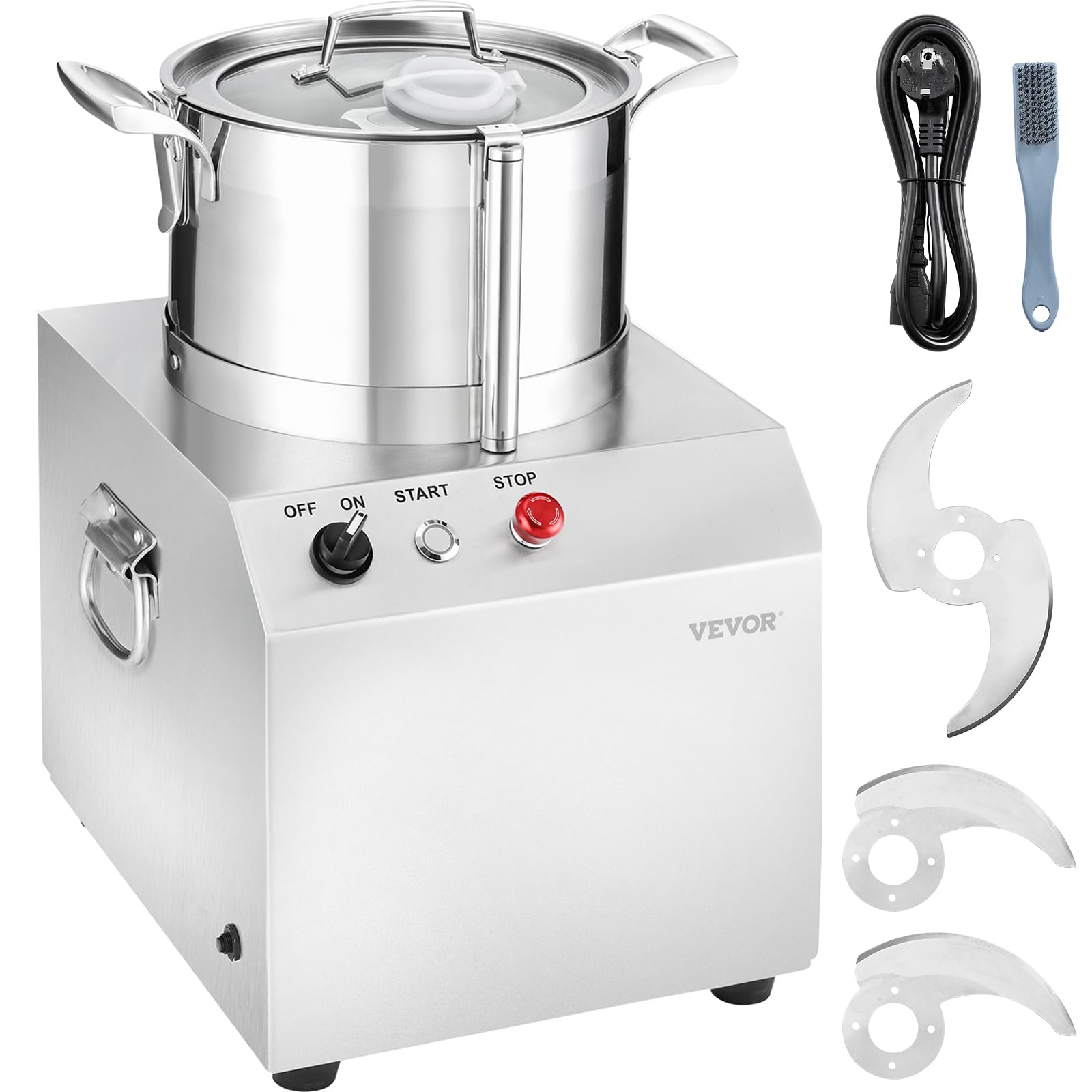 Photo 1 of VEVOR Food Processor & Vegetable Chopper, 6.3 Quart Food-Grade Kitchen Chopper, Includes 2 Spare Stainless Steel S-Curve Blades, Commercial Food Processor for Chopping Vegetable, Fruit, Peanut & Meat