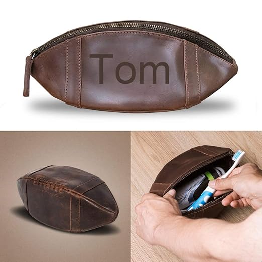 Kulturtasche MIT GRAVUR (z.B. Namen, Rückennummer, Wappen, Vereinslogo) aus Leder 'American Football' von Thumbs up! - hochwe