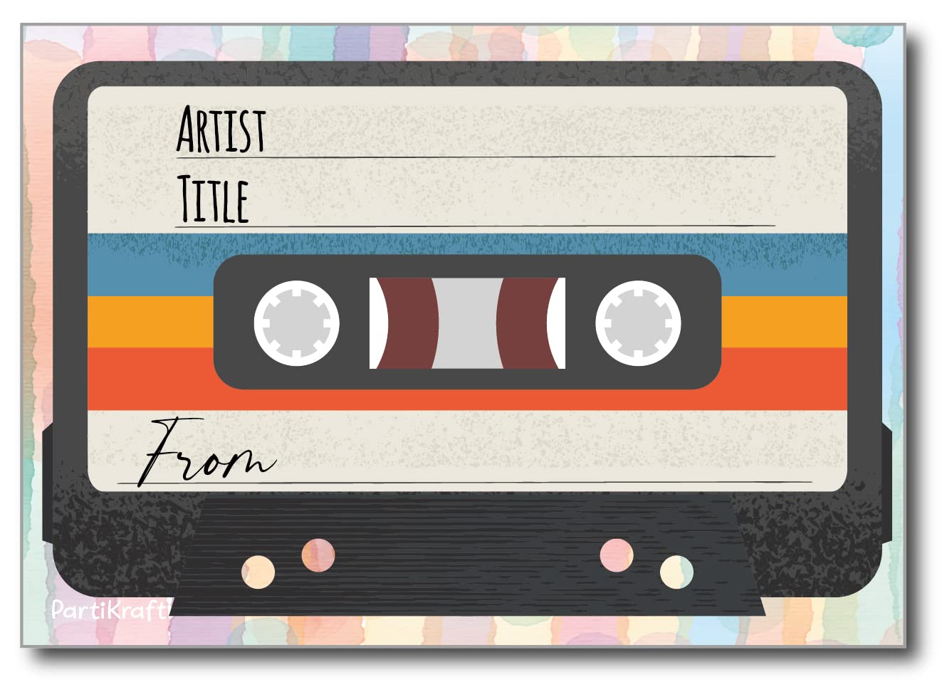 (Pack of 50) Shabby Chic Song Request Cards - Double Sided Retro Cassette Design for Wedding Invitations