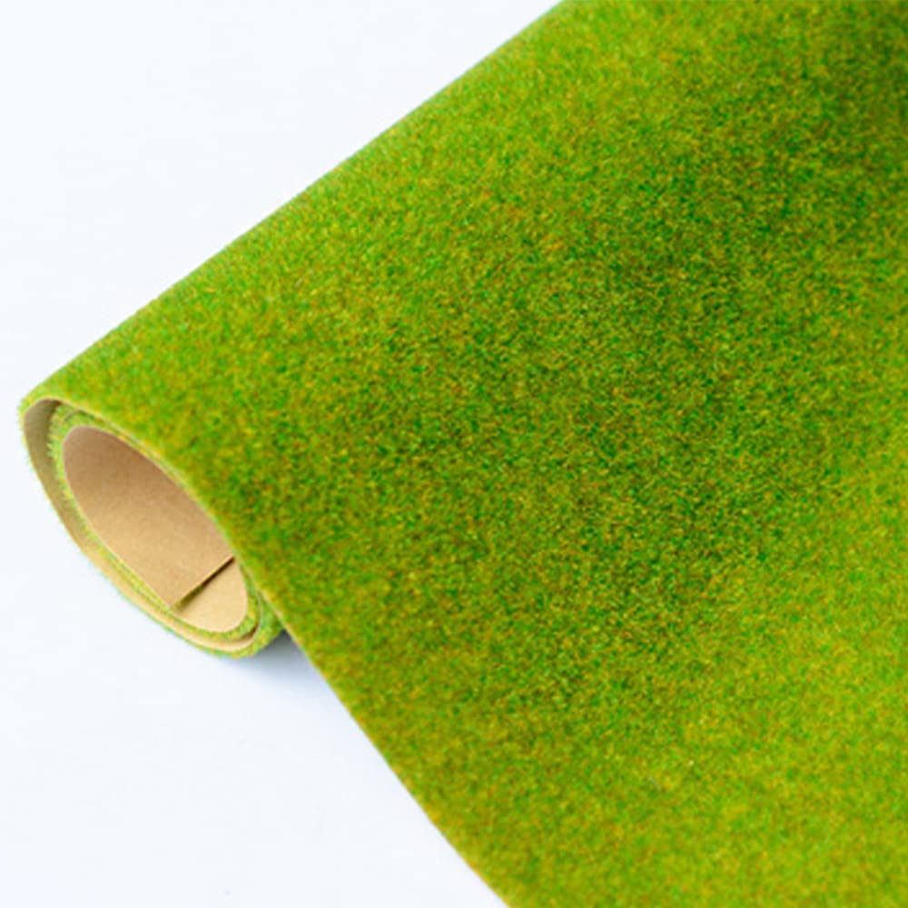 Tiardey (5pcs,20x30cm,Model Grass Mat,Model Railway Scenery Model Nylon Flocking Turf for Model Scenery - Green