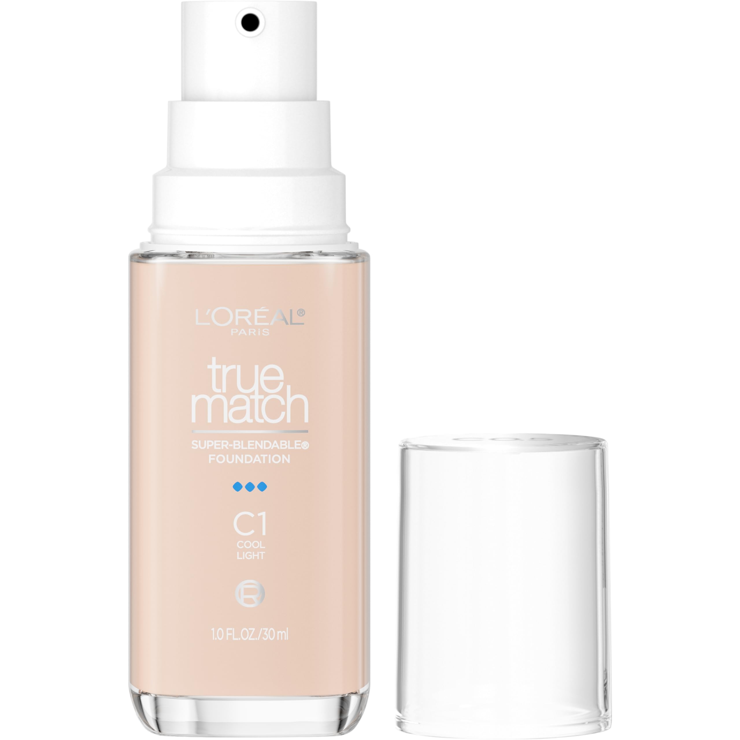 Photo 1 of L'Oreal Paris True Match Super-Blendable Foundation, Medium Coverage Liquid Foundation Makeup, C1, Light, 1 Fl Oz
