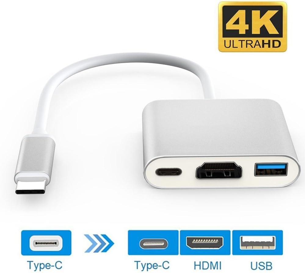 USB 3.1 Type-C To HDMI Adapter 4K x 2K, BACAKSY USB-C Digital AV Multiport Adapter for Apple Macbook Chromebook Pixel Dell USB-C to HDTV/Projector