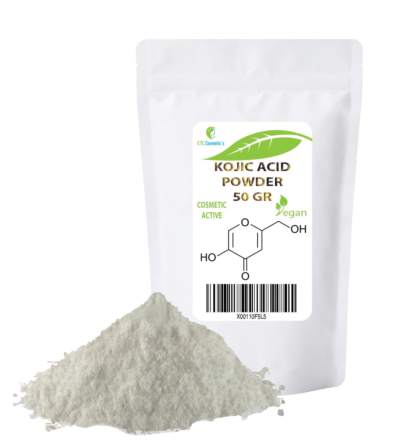Kojic Acid Powder - 50 Gr - can be incorporated into skin care formulations designed to lighten skin tone, moisturizers, creams, lotions, gels, fluids, serums, soaps