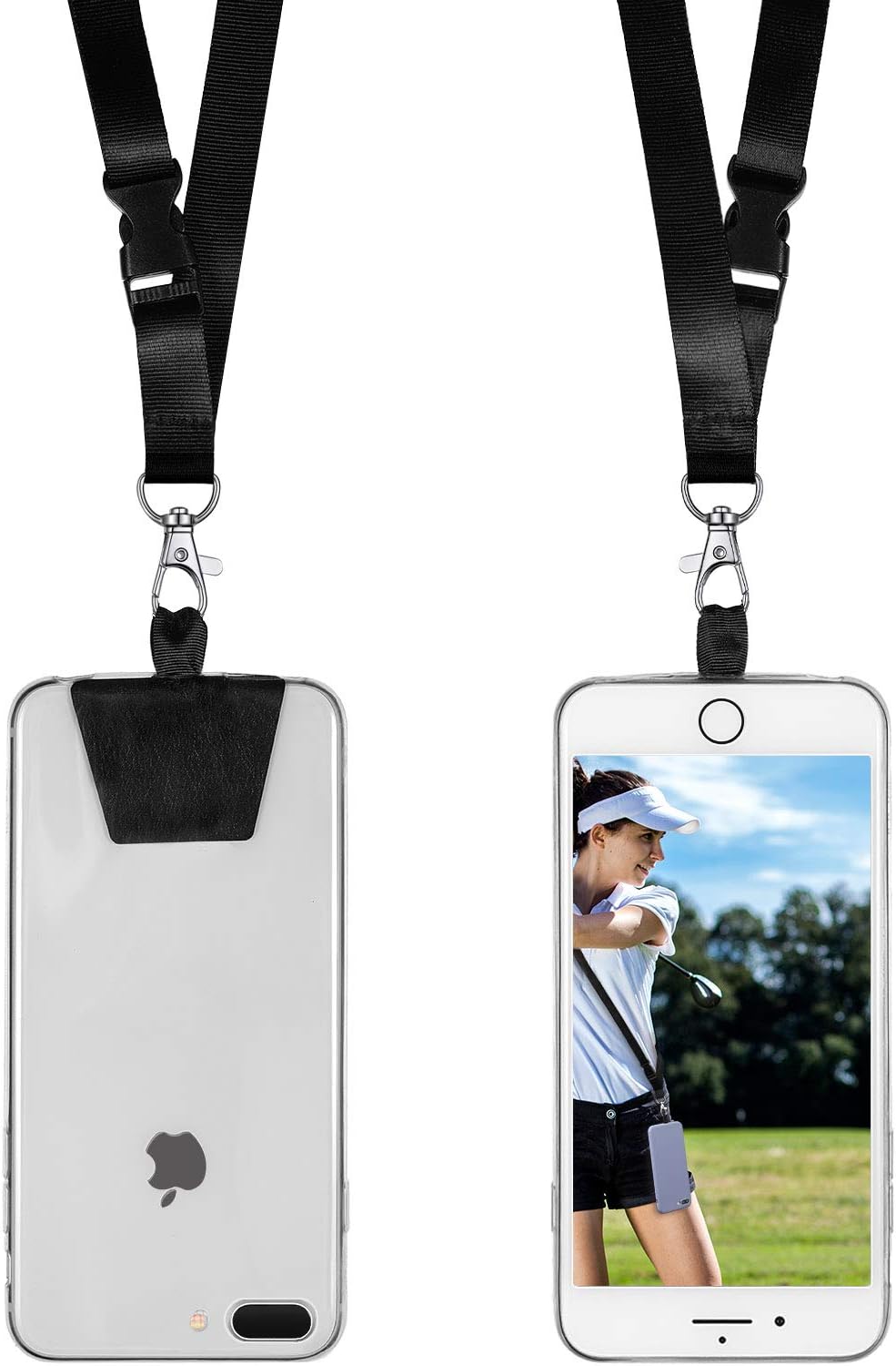 Frienda 2 Pieces Cell Phone Lanyard Crossbody Phone Lanyards with Adjustable Nylon Neckstrap for Most Smartphones, Black