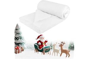 NIUBIER Snow Blanket – 2.6 Ft X 7.8 Ft Christmas Snow Blanket Christmas Village Accessories, White Fluffy Artificial Snow Roll, Snow Decor for Xmas Party, Table Runners & Holiday Displays