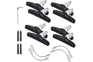 TEMLHMY 4 Pairs of Bicycle Brake Pads,Road Brake Pads,Universal V-Brake Blocks with Hex Nuts Washers,70mm V Brake Pads Suitab