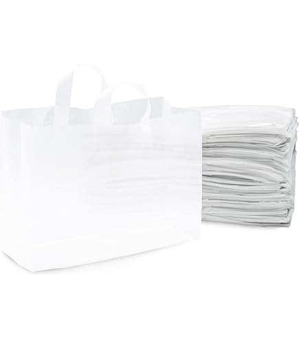 Prime Line Packaging Black Gift Bags, Plastic Bags With Handles Frosted Black 6x3x9 50 Pack~14265320$nowa - View #10