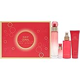 Perry Ellis 360 Coral 3.4oz EDP Spray, 4oz Body Mist, 3oz Shower Gel, 0.25oz EDP Spray Women 4 Pc Gift Set