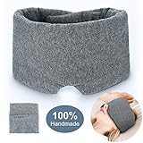 100% Handmade Cotton Sleep Mask Blackout - Comfortable & Breathable Eye Mask for Sleeping Adjustable Blinder Blindfold Airplane with Travel Pouch - Best Night Companion Eyeshade for Women Men Kid