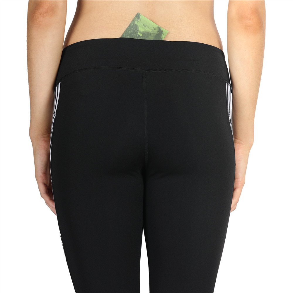 icyZone Capri Yoga Pants Athletic Leggings Workout Clothes Fitness Tights for Women (L, ZEBRA-STRIPE)