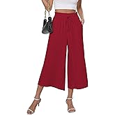 CZYINXIAN Womens Flowy Wide Leg Pants Casual Summer Beach Elastic Waist Trousers Trendy Business Work Pants with Pockets