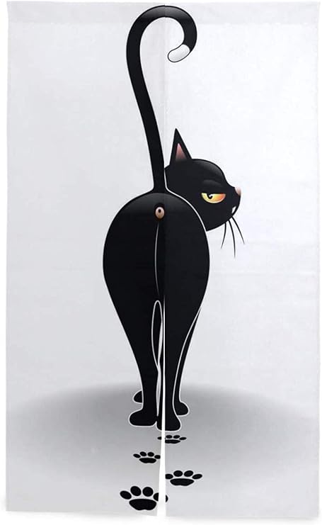 Amazon 暖簾 価格 85x180cm 黒猫 猫柄 暖簾 部屋間仕切り玄間の間仕切りに 断熱カーテン 突っ張り式 冷暖効率アップ のれん 虹 のれん紫陽花 のれん キャラクター のれん オンライン通販
