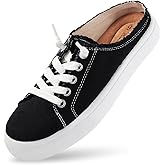 Women's Mules Slip-On Sneakers, Wide Canvas Backless Shoes | Suede-Covered Memory Foam Insole, Breathable Upper, Cushioned Comfort for Casual Wear, Errands and Travel